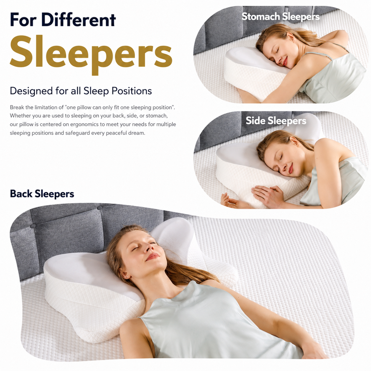 Cooling Contour Memory Foam Pillow — Dual Height for Side & Back Sleepers