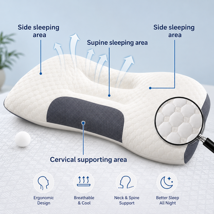 SPA Massage Neck Pillow — Non-Collapse Knitted Cotton Core, 2-Pack