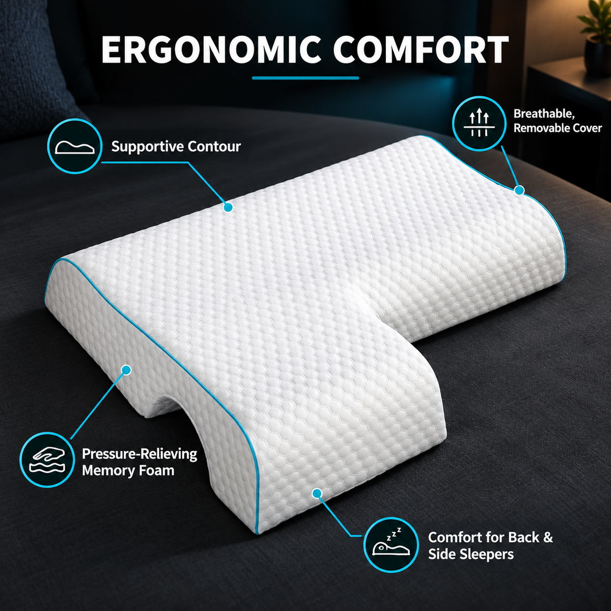 Couples Pillow Arched Cuddle Pillow With Slow Rebound Memory Foam For Arm Rest Hand Pillow