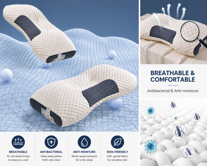 SPA Massage Neck Pillow — Non-Collapse Knitted Cotton Core, 2-Pack