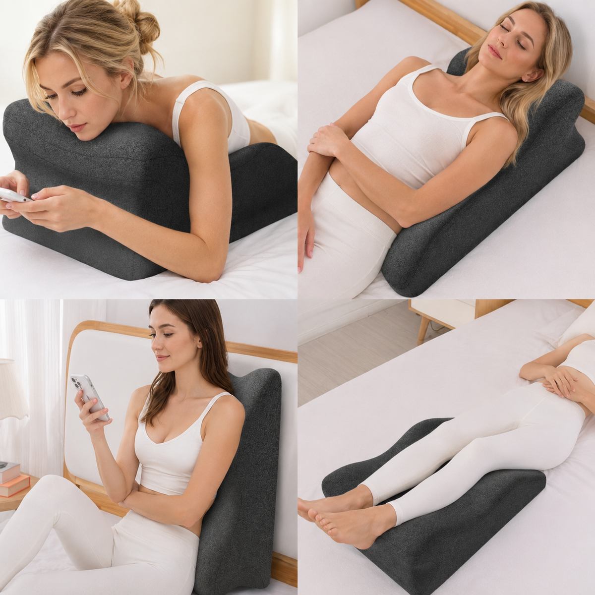 Memory Foam Reading & Nap Backrest Pillow — Lumbar Support With Arms