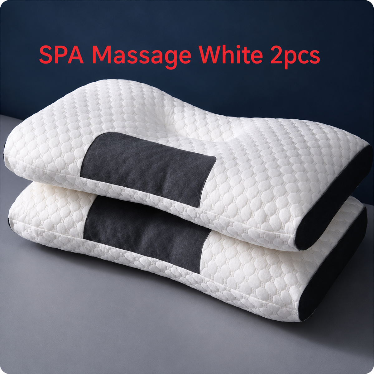 SPA Massage Neck Pillow — Non-Collapse Knitted Cotton Core, 2-Pack
