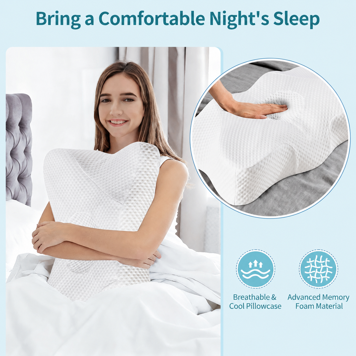Cooling Contour Memory Foam Pillow — Dual Height for Side & Back Sleepers