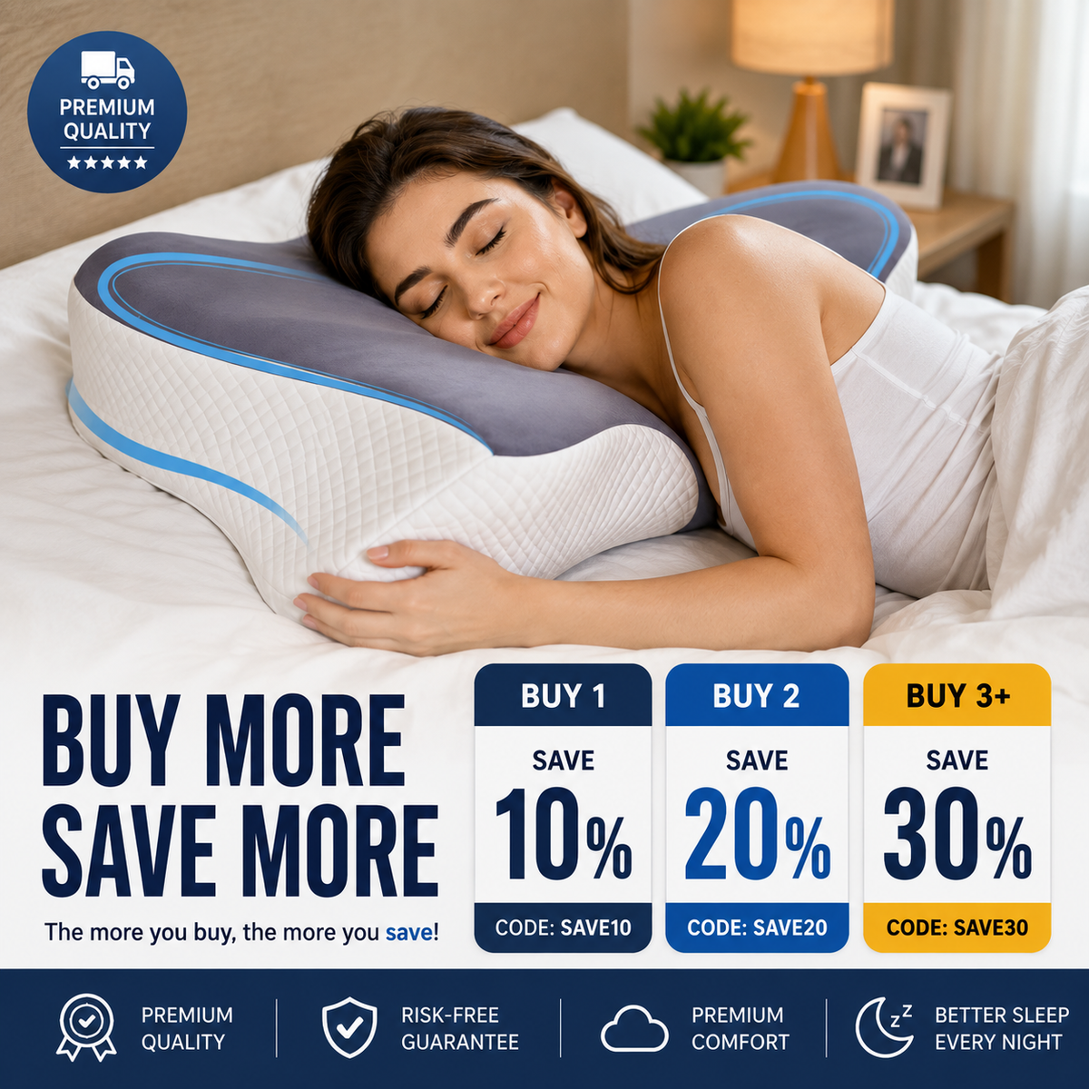 Cooling Contour Memory Foam Pillow — Dual Height for Side & Back Sleepers
