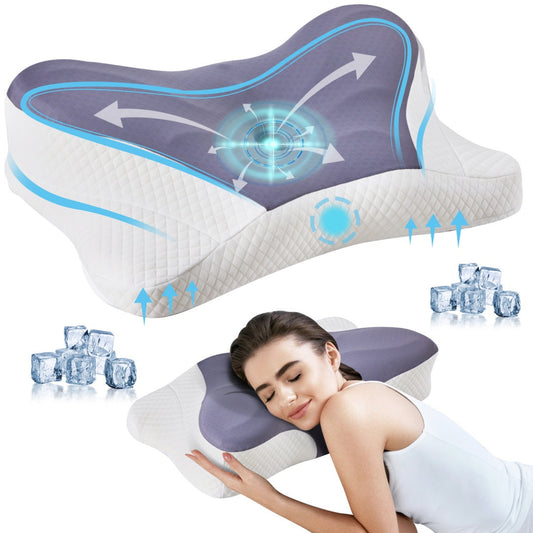 Cooling Contour Memory Foam Pillow — Dual Height for Side & Back Sleepers
