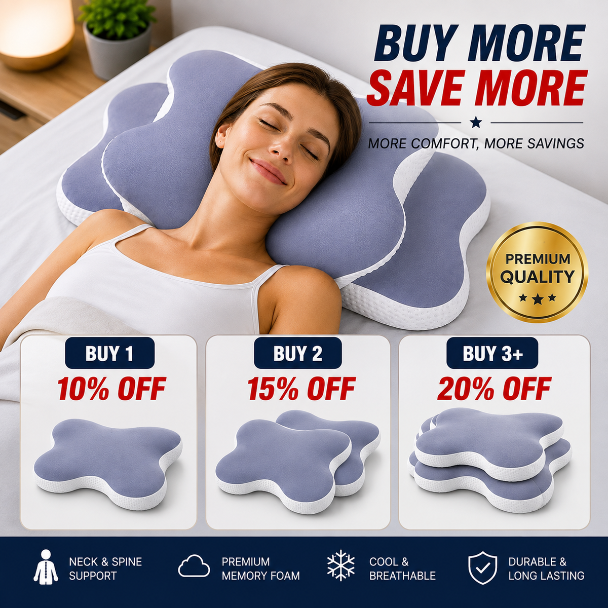 Butterfly Memory Foam Contour Pillow — Cervical Support