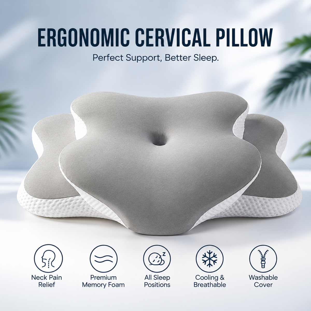 Butterfly Memory Foam Contour Pillow — Cervical Support