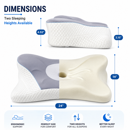 Cooling Contour Memory Foam Pillow — Dual Height for Side & Back Sleepers